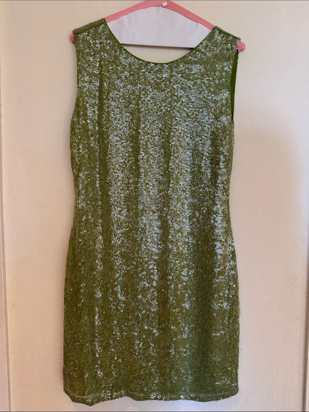 Alice + Olivia Olive Sequin Midi Shift Dress